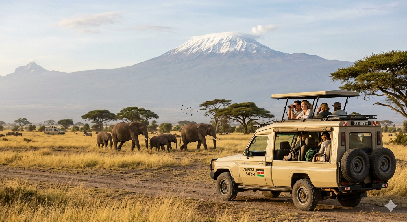 kenya safari with mount kilimanjaro view